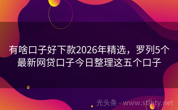 有啥口子好下款2026年精选，罗列5个最新网贷口子今日整理这五个口子