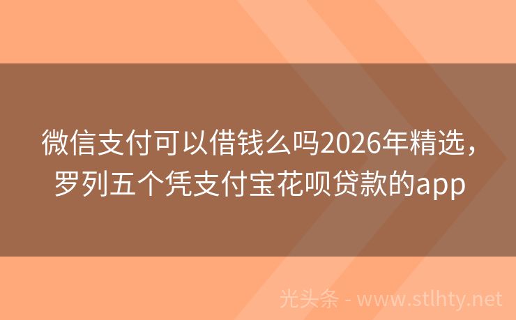 微信支付可以借钱么吗2026年精选，罗列五个凭支付宝花呗贷款的app