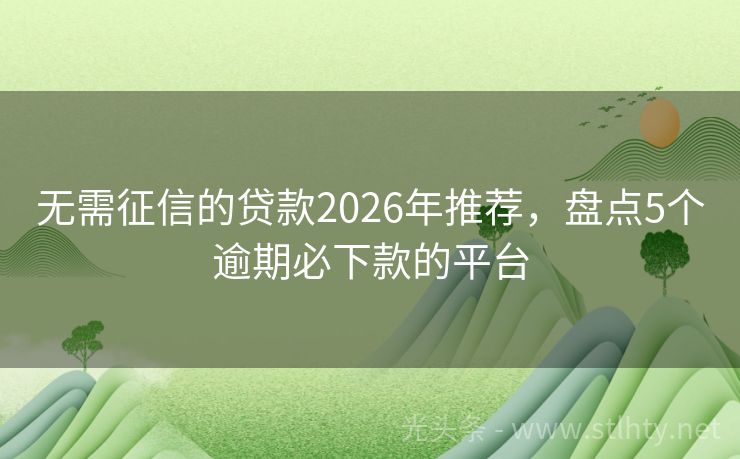 无需征信的贷款2026年推荐，盘点5个逾期必下款的平台
