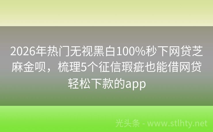 2026年热门无视黑白100%秒下网贷芝麻金呗，梳理5个征信瑕疵也能借网贷轻松下款的app