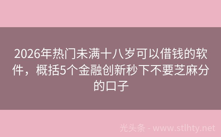 2026年热门未满十八岁可以借钱的软件，概括5个金融创新秒下不要芝麻分的口子