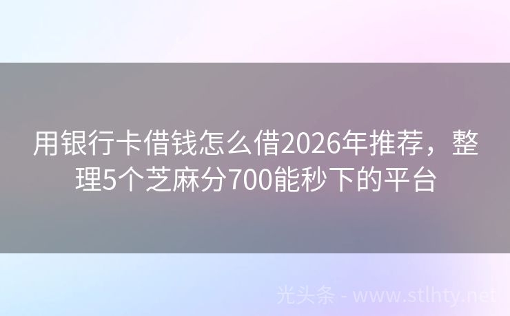 用银行卡借钱怎么借2026年推荐，整理5个芝麻分700能秒下的平台