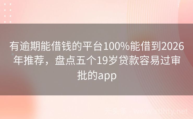 有逾期能借钱的平台100%能借到2026年推荐，盘点五个19岁贷款容易过审批的app