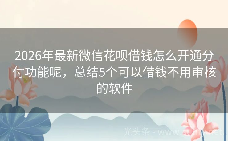 2026年最新微信花呗借钱怎么开通分付功能呢，总结5个可以借钱不用审核的软件