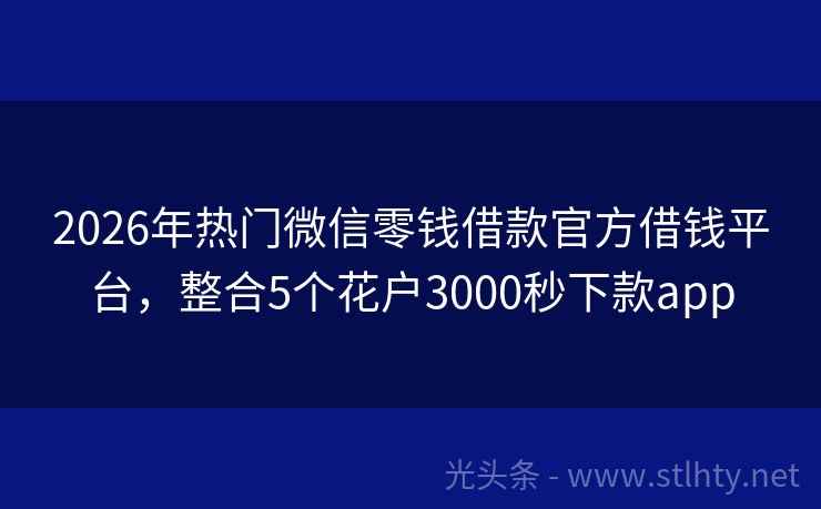 2026年热门微信零钱借款官方借钱平台，整合5个花户3000秒下款app