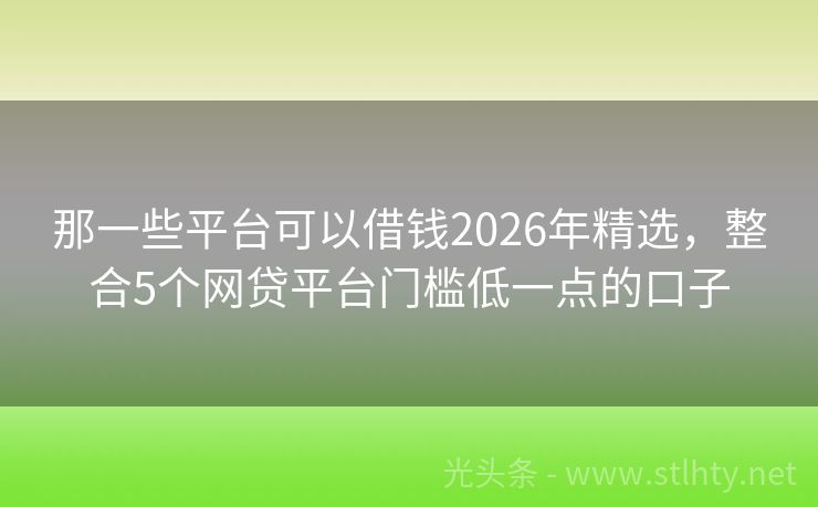 那一些平台可以借钱2026年精选，整合5个网贷平台门槛低一点的口子