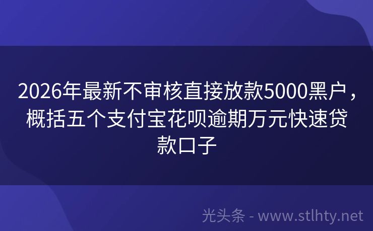 2026年最新不审核直接放款5000黑户，概括五个支付宝花呗逾期万元快速贷款口子