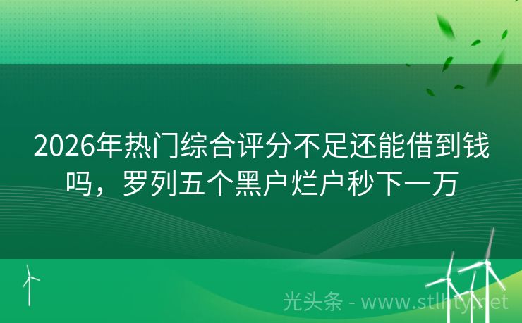 2026年热门综合评分不足还能借到钱吗,罗列五个黑户烂户秒下一万