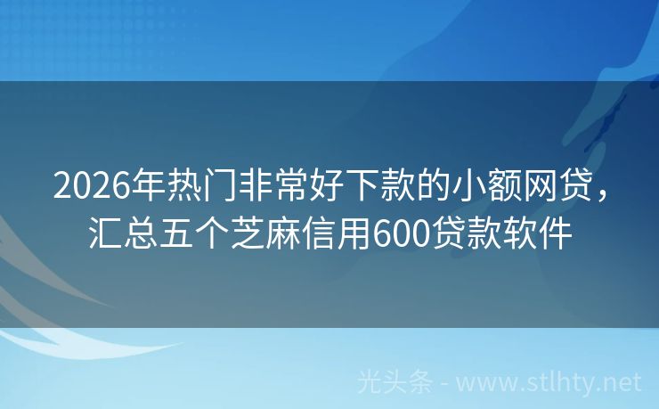 2026年热门非常好下款的小额网贷，汇总五个芝麻信用600贷款软件