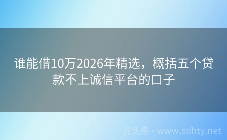 谁能借10万2026年精选，概括五个贷款不上诚信平台的口子