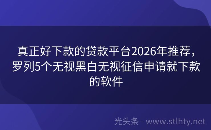 真正好下款的贷款平台2026年推荐，罗列5个无视黑白无视征信申请就下款的软件