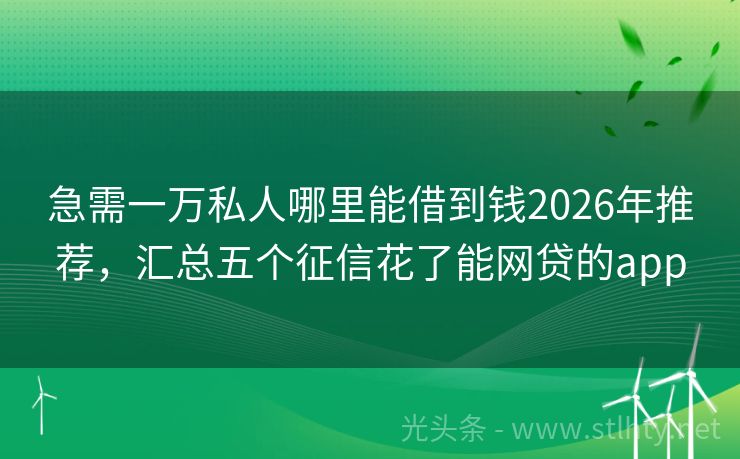 急需一万私人哪里能借到钱2026年推荐，汇总五个征信花了能网贷的app