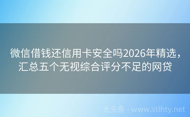 微信借钱还信用卡安全吗2026年精选，汇总五个无视综合评分不足的网贷