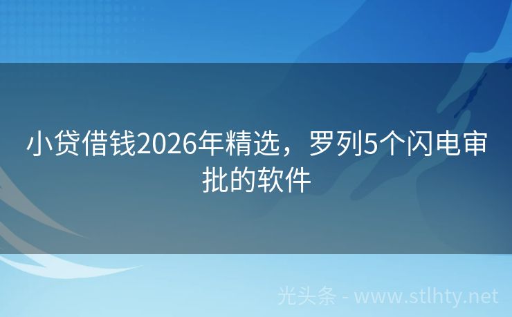小贷借钱2026年精选，罗列5个闪电审批的软件