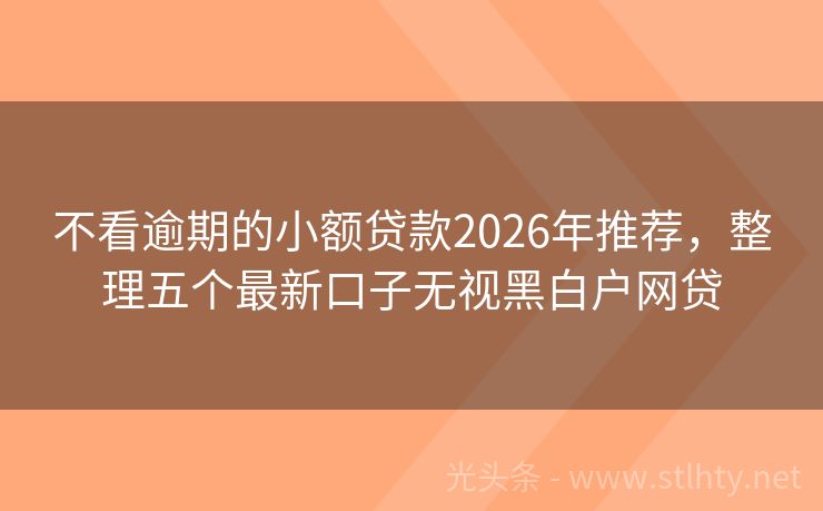不看逾期的小额贷款2026年推荐，整理五个最新口子无视黑白户网贷