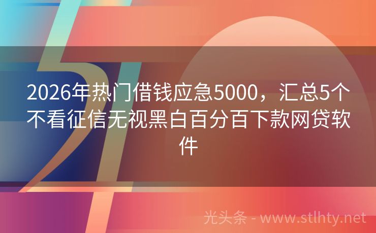 2026年热门借钱应急5000，汇总5个不看征信无视黑白百分百下款网贷软件