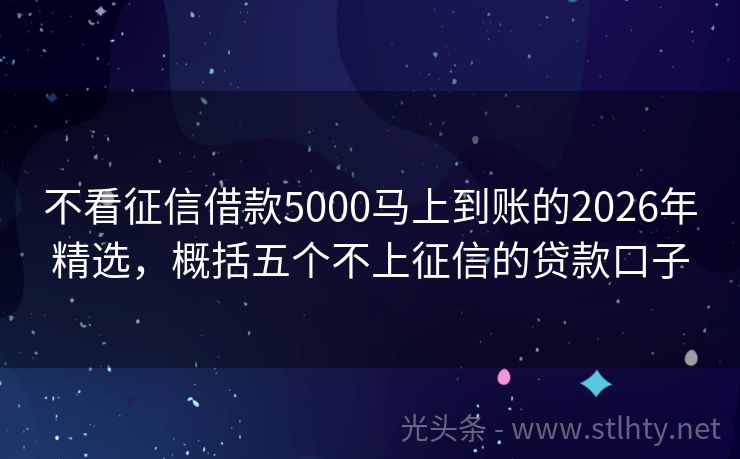 不看征信借款5000马上到账的2026年精选，概括五个不上征信的贷款口子