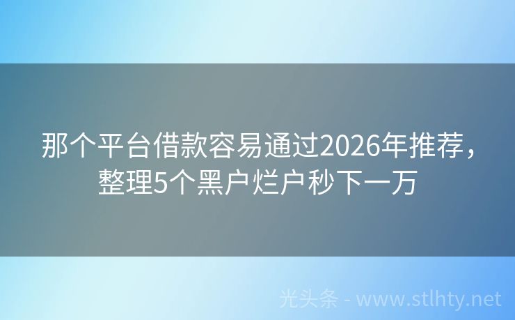 那个平台借款容易通过2026年推荐，整理5个黑户烂户秒下一万