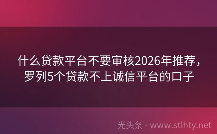 什么贷款平台不要审核2026年推荐，罗列5个贷款不上诚信平台的口子