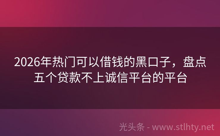 2026年热门可以借钱的黑口子，盘点五个贷款不上诚信平台的平台