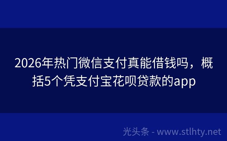 2026年热门微信支付真能借钱吗，概括5个凭支付宝花呗贷款的app