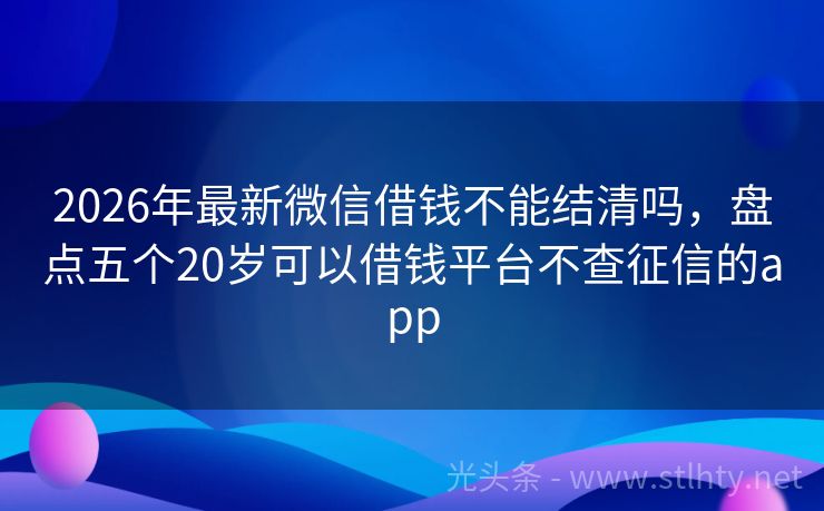 2026年最新微信借钱不能结清吗，盘点五个20岁可以借钱平台不查征信的app
