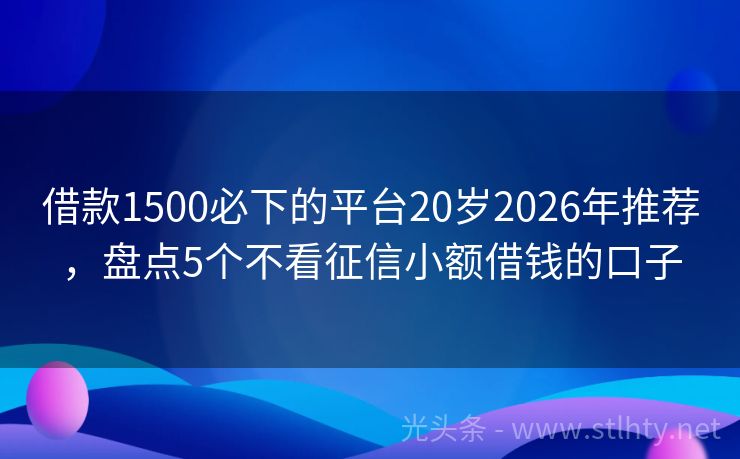 借款1500必下的平台20岁2026年推荐，盘点5个不看征信小额借钱的口子