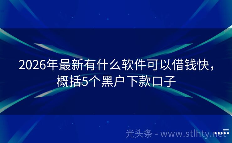 2026年最新有什么软件可以借钱快，概括5个黑户下款口子
