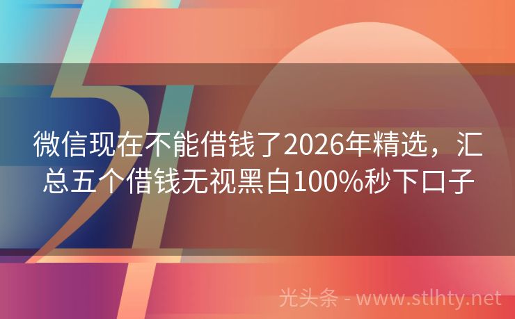 微信现在不能借钱了2026年精选，汇总五个借钱无视黑白100%秒下口子
