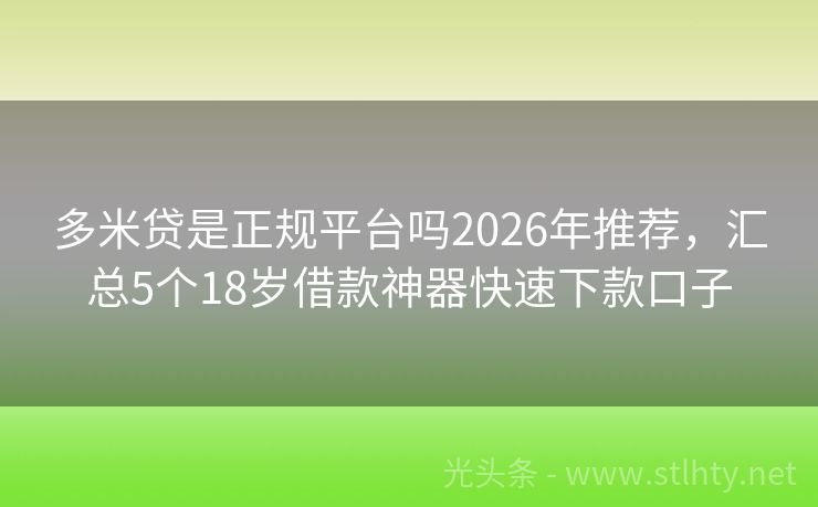 多米贷是正规平台吗2026年推荐，汇总5个18岁借款神器快速下款口子