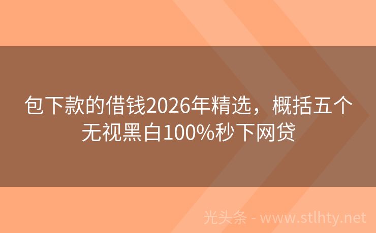 包下款的借钱2026年精选，概括五个无视黑白100%秒下网贷
