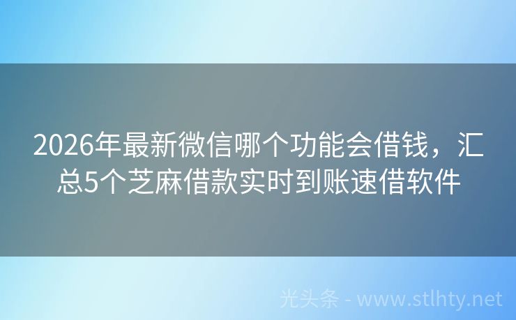 2026年最新微信哪个功能会借钱，汇总5个芝麻借款实时到账速借软件