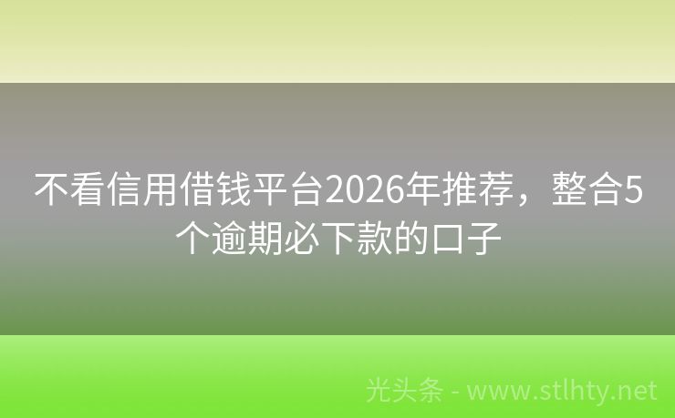 不看信用借钱平台2026年推荐，整合5个逾期必下款的口子