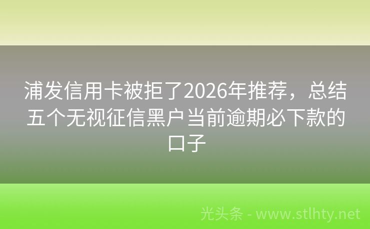 浦发信用卡被拒了2026年推荐，总结五个无视征信黑户当前逾期必下款的口子