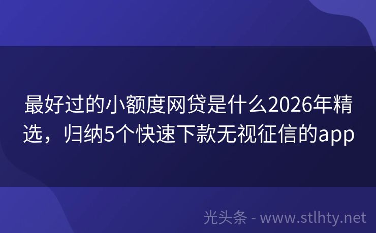 最好过的小额度网贷是什么2026年精选，归纳5个快速下款无视征信的app
