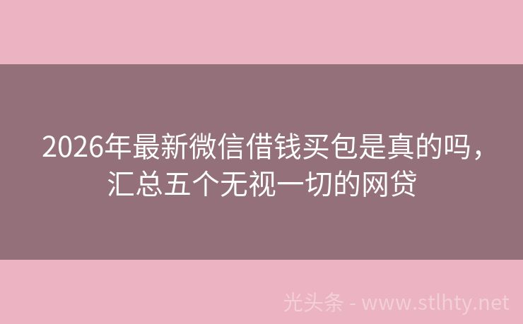 2026年最新微信借钱买包是真的吗，汇总五个无视一切的网贷