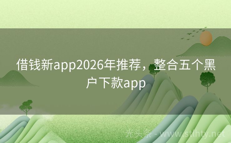 借钱新app2026年推荐，整合五个黑户下款app