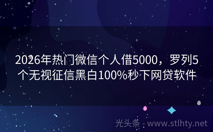2026年热门微信个人借5000，罗列5个无视征信黑白100%秒下网贷软件