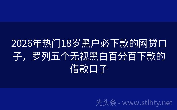 2026年热门18岁黑户必下款的网贷口子，罗列五个无视黑白百分百下款的借款口子