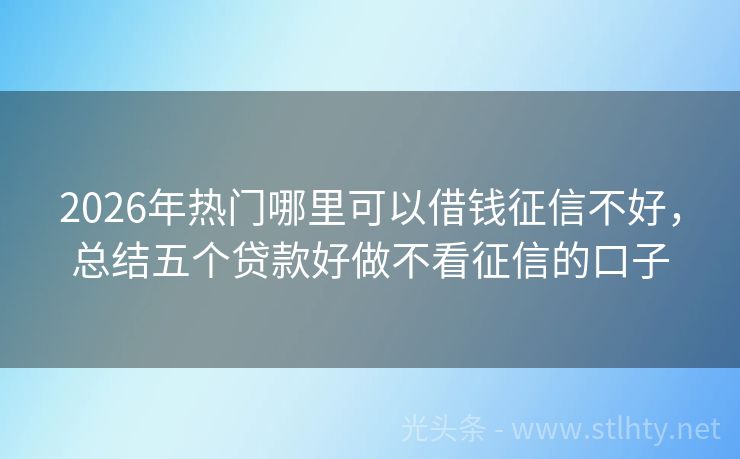 2026年热门哪里可以借钱征信不好，总结五个贷款好做不看征信的口子