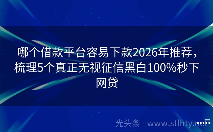 哪个借款平台容易下款2026年推荐，梳理5个真正无视征信黑白100%秒下网贷