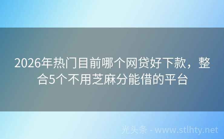 2026年热门目前哪个网贷好下款，整合5个不用芝麻分能借的平台