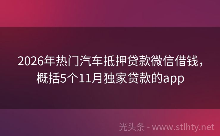 2026年热门汽车抵押贷款微信借钱，概括5个11月独家贷款的app