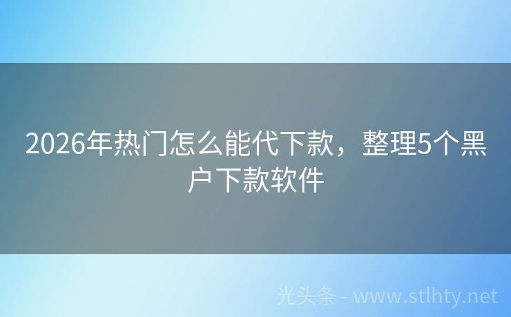 2026年热门怎么能代下款，整理5个黑户下款软件