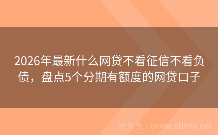2026年最新什么网贷不看征信不看负债，盘点5个分期有额度的网贷口子