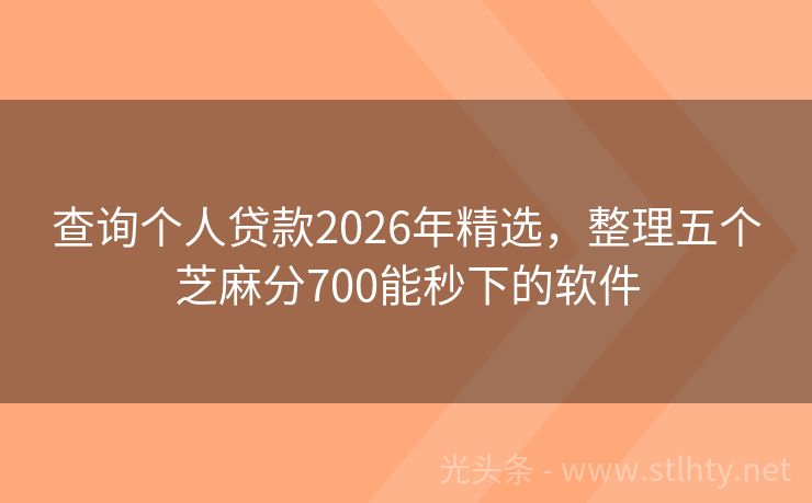 查询个人贷款2026年精选，整理五个芝麻分700能秒下的软件
