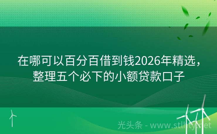 在哪可以百分百借到钱2026年精选，整理五个必下的小额贷款口子