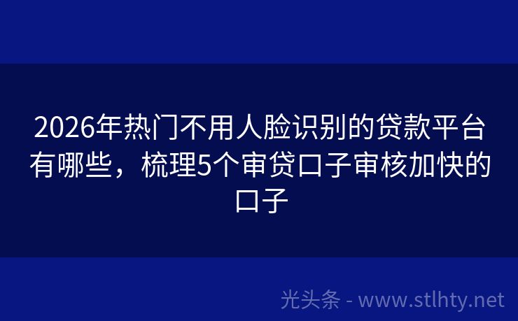 2026年热门不用人脸识别的贷款平台有哪些，梳理5个审贷口子审核加快的口子