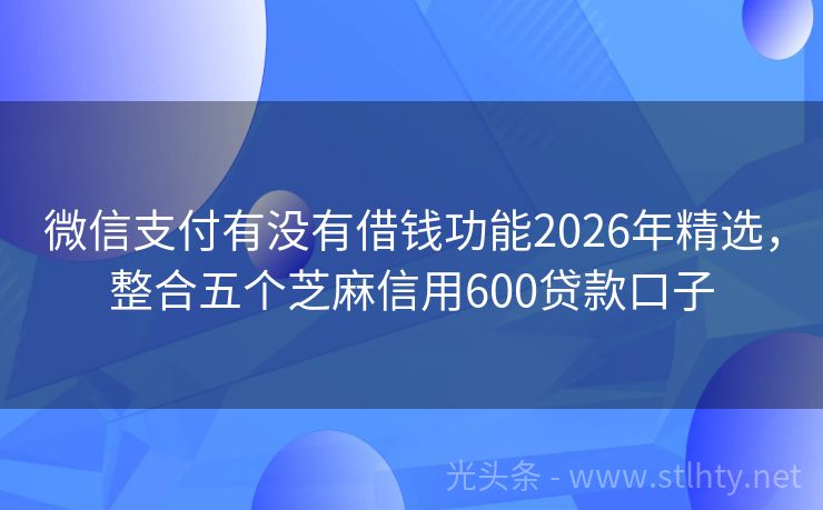 微信支付有没有借钱功能2026年精选，整合五个芝麻信用600贷款口子