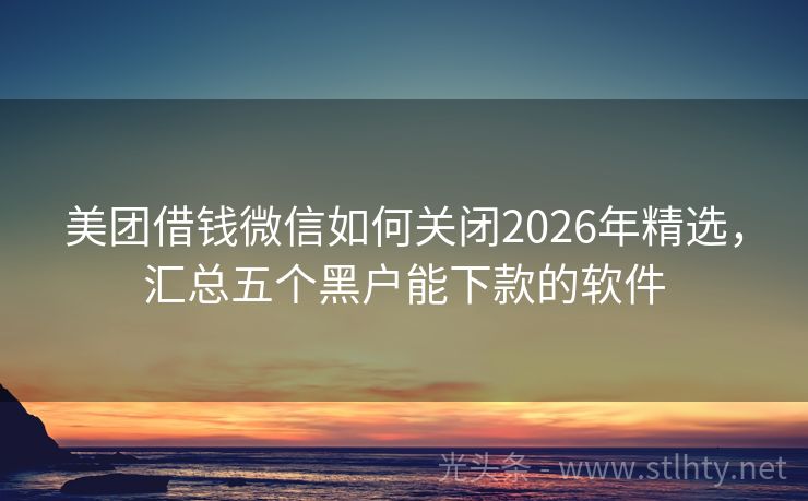 美团借钱微信如何关闭2026年精选，汇总五个黑户能下款的软件
